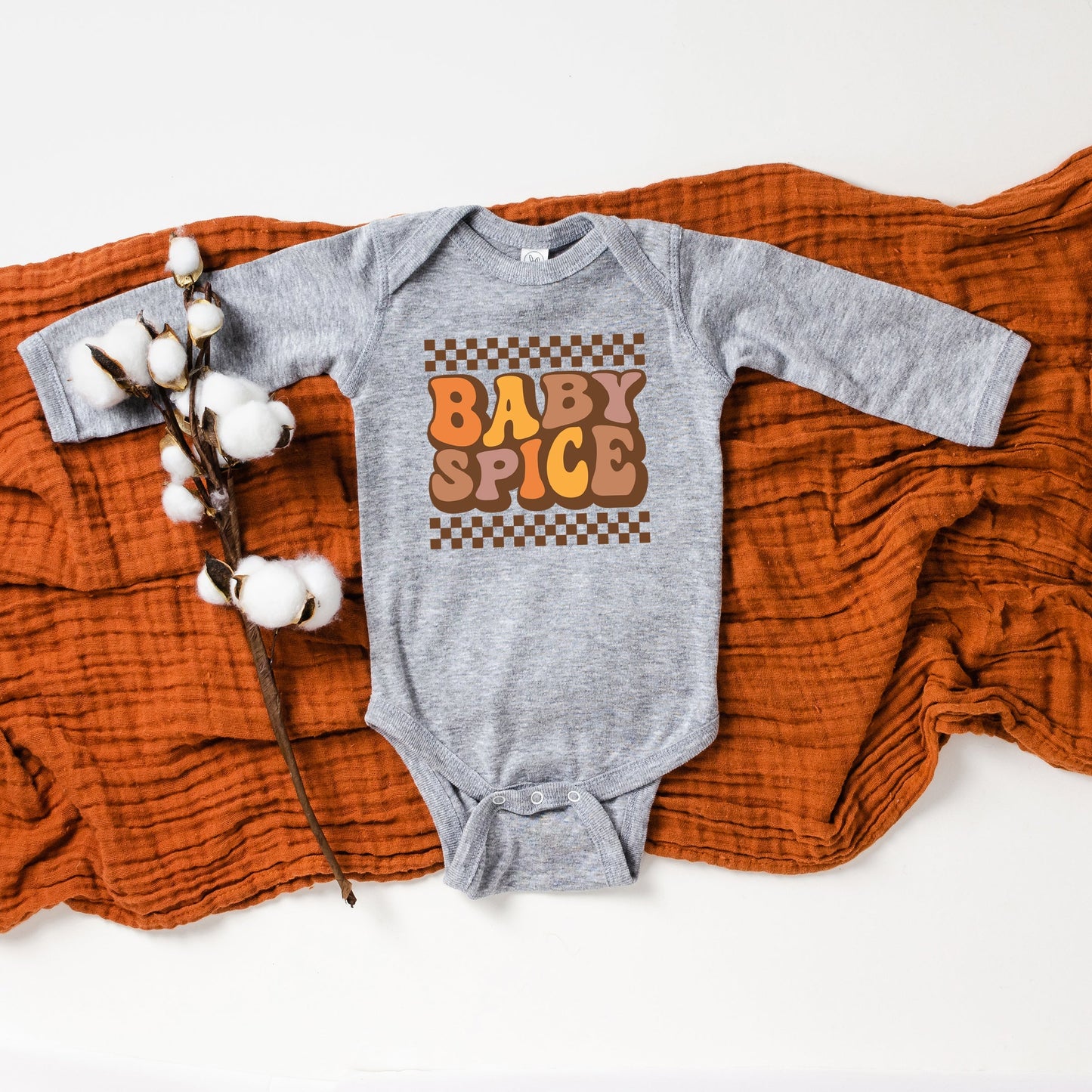 Baby Spice Checkered | Baby Graphic Long Sleeve Bodysuit