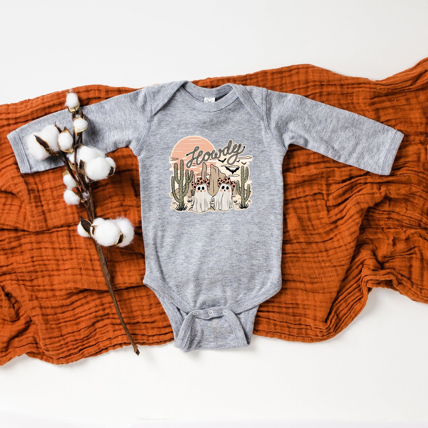 Howdy Ghosties | Baby Graphic Long Sleeve Bodysuit