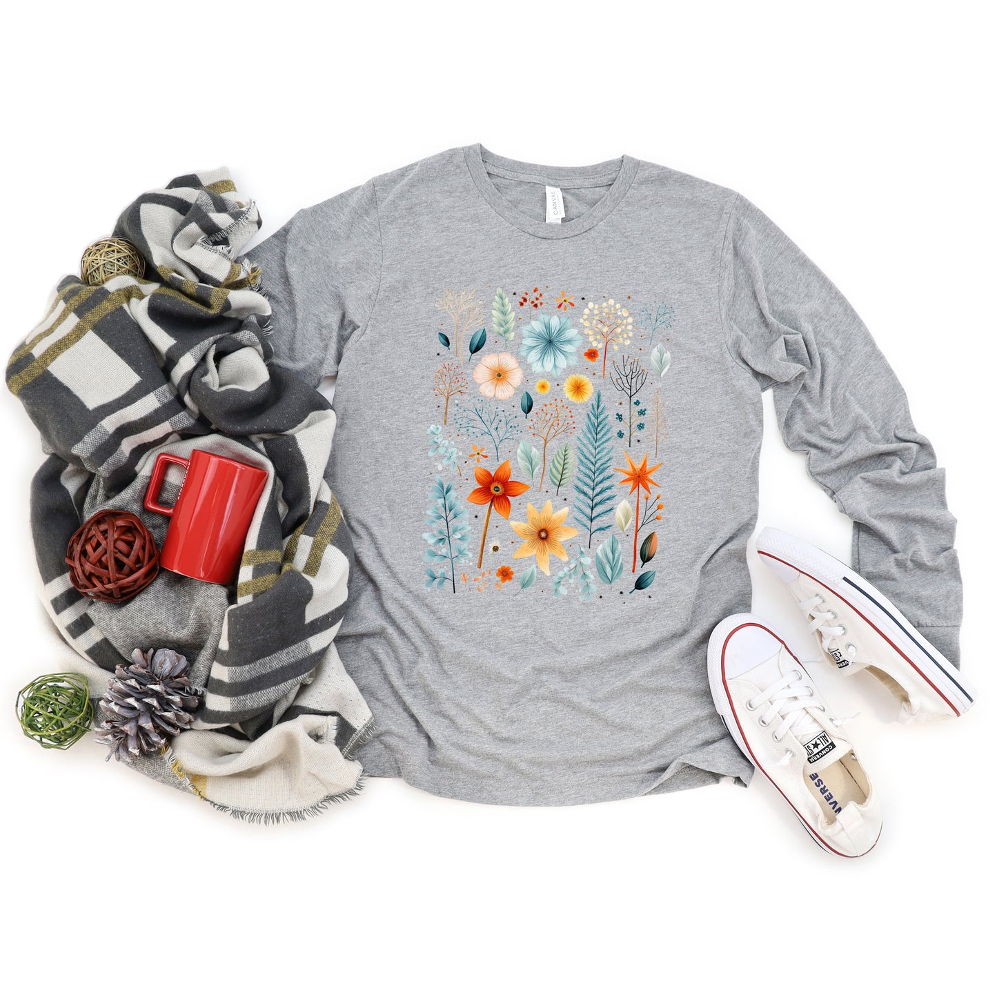 Winter Floral | Long Sleeve Crew Neck