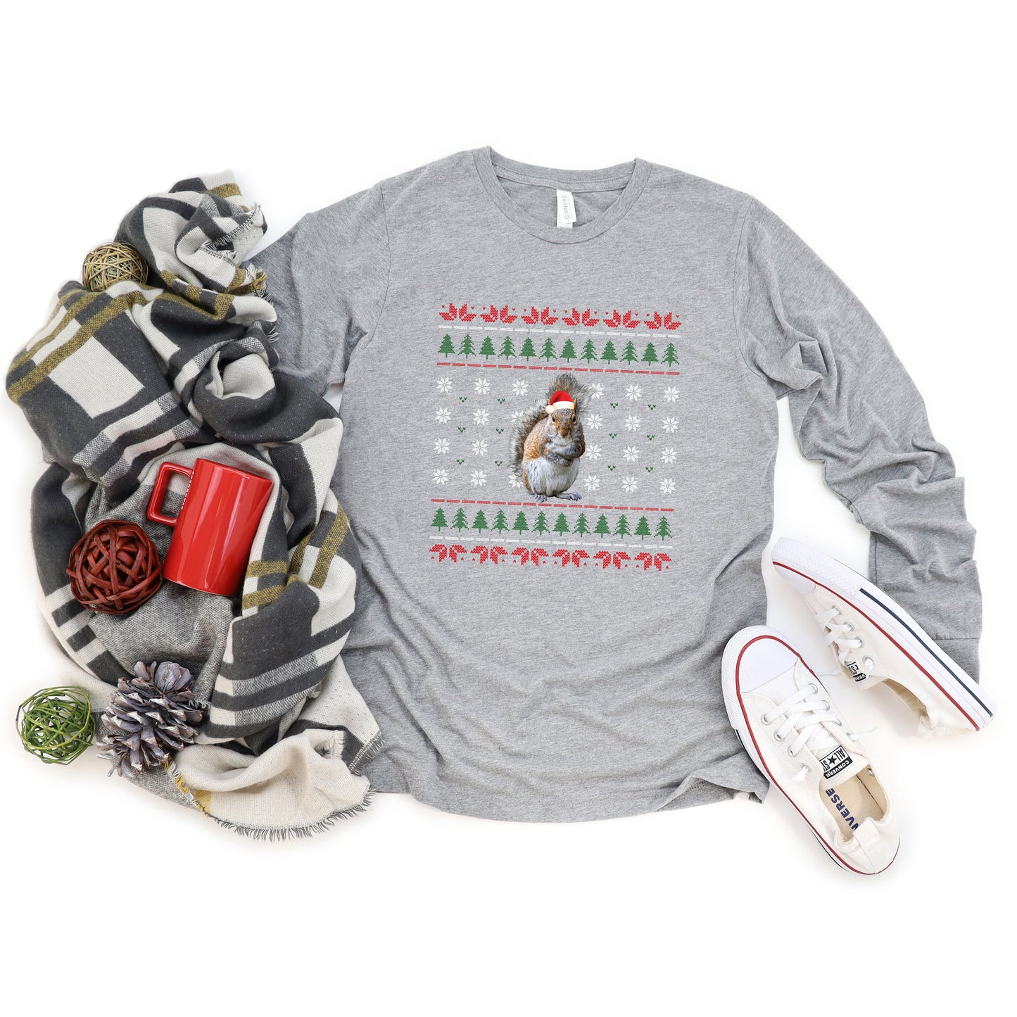 Ugly Sweater Squirrel | Long Sleeve Crew Neck