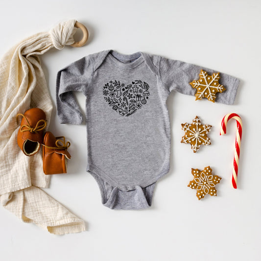 Christmas Heart | Baby Long Sleeve Bodysuit