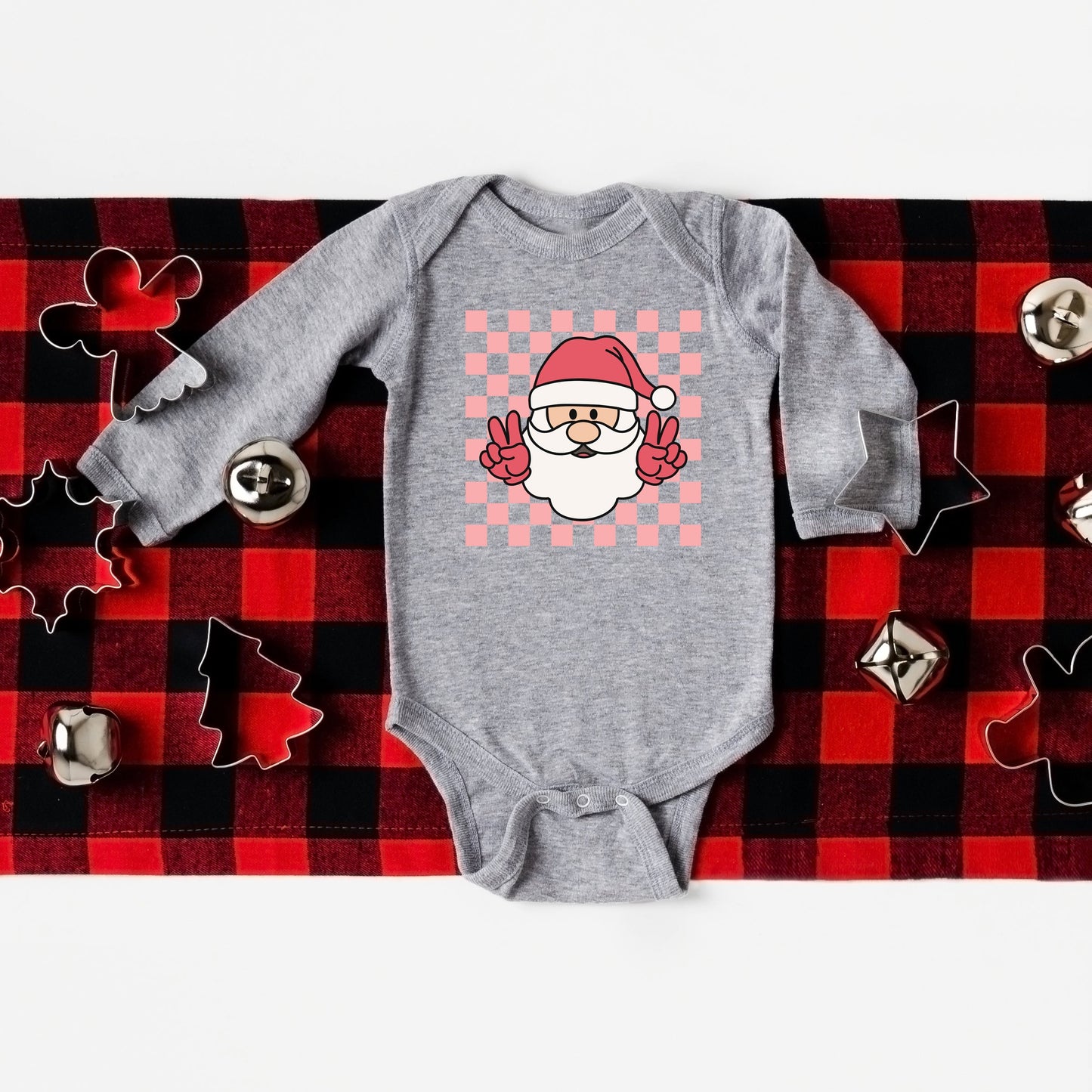 Checkered Santa | Baby Graphic Long Sleeve Bodysuit