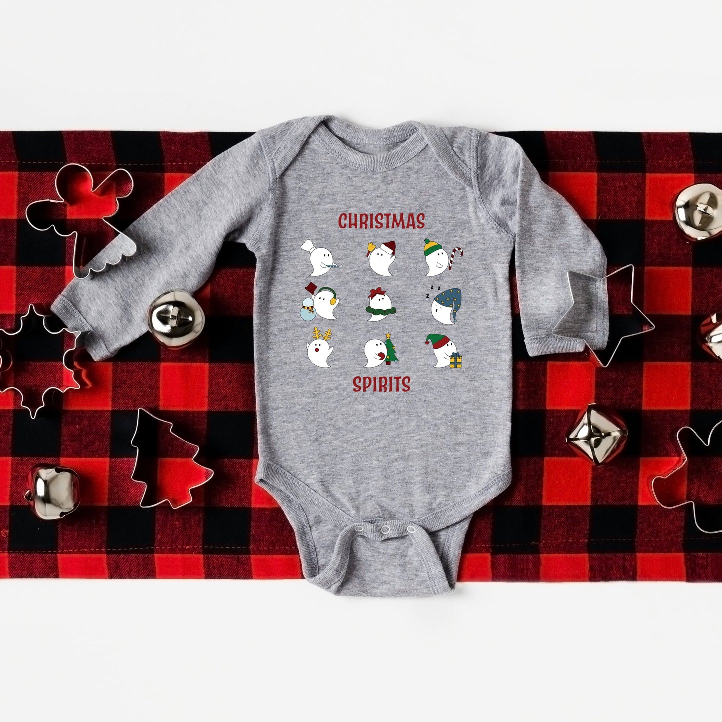 Christmas Spirits Red Words | Baby Graphic Long Sleeve Bodysuit