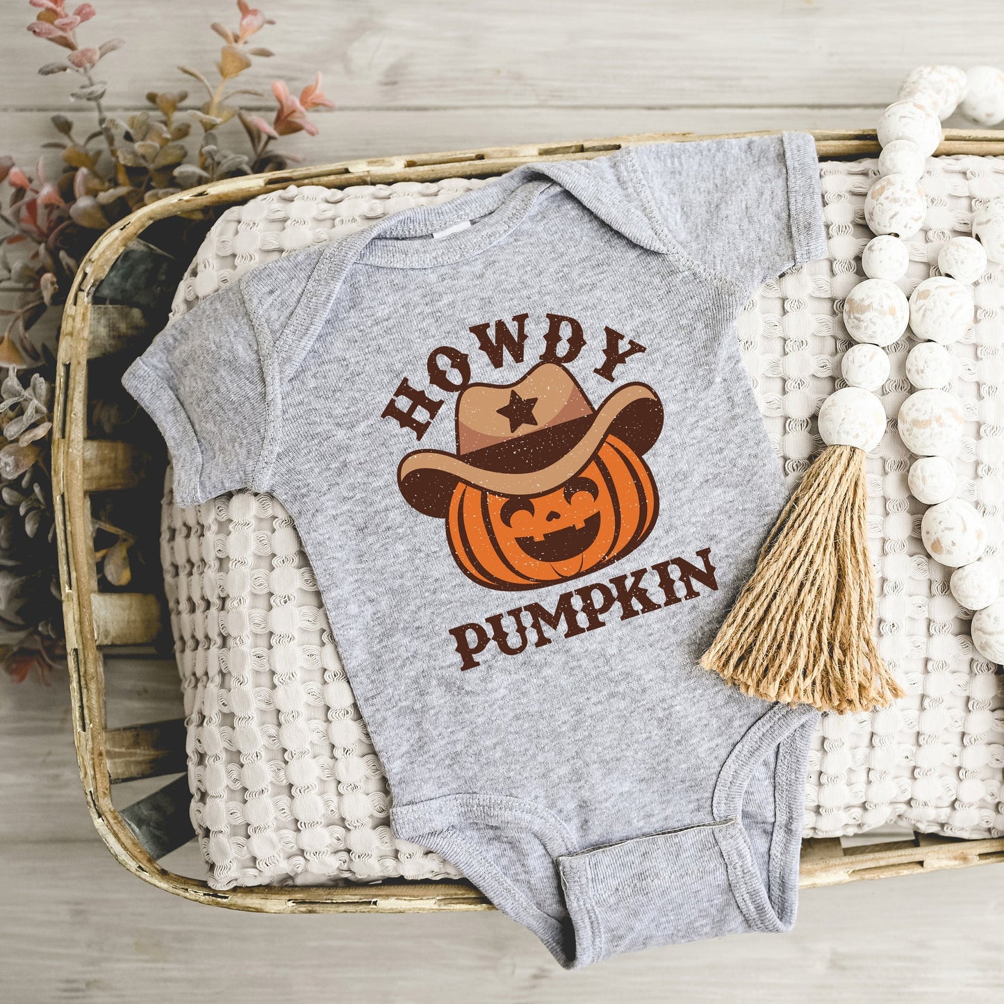 Howdy Pumpkin Hat | Baby Graphic Short Sleeve Bodysuit
