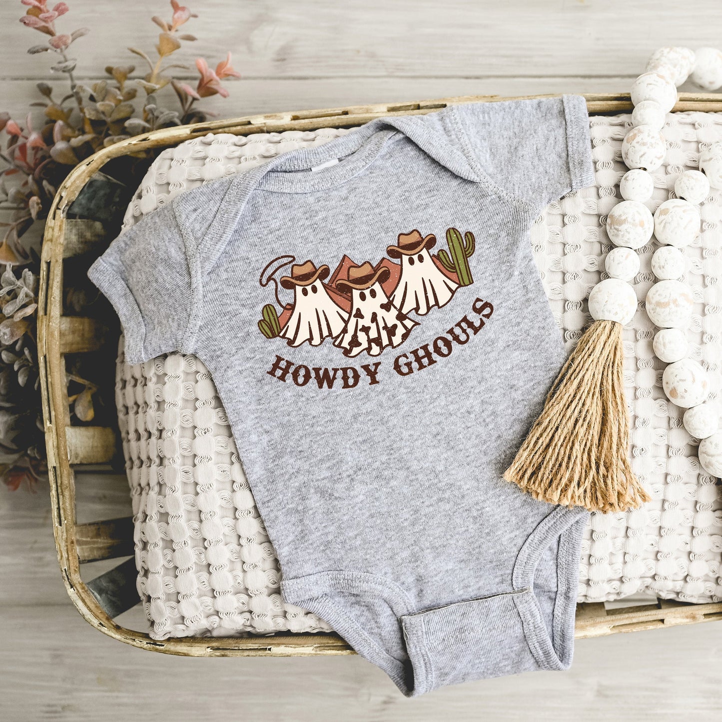 Howdy Ghouls Trio | Baby Graphic Short Sleeve Bodysuit