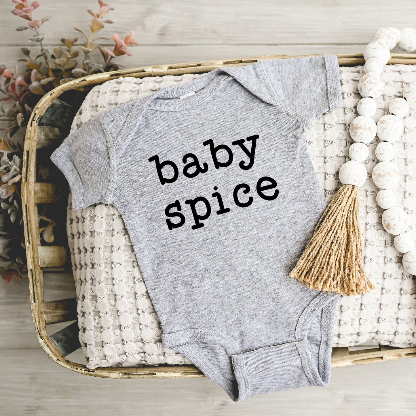 Baby Spice Typewriter | Baby Graphic Short Sleeve Bodysuit