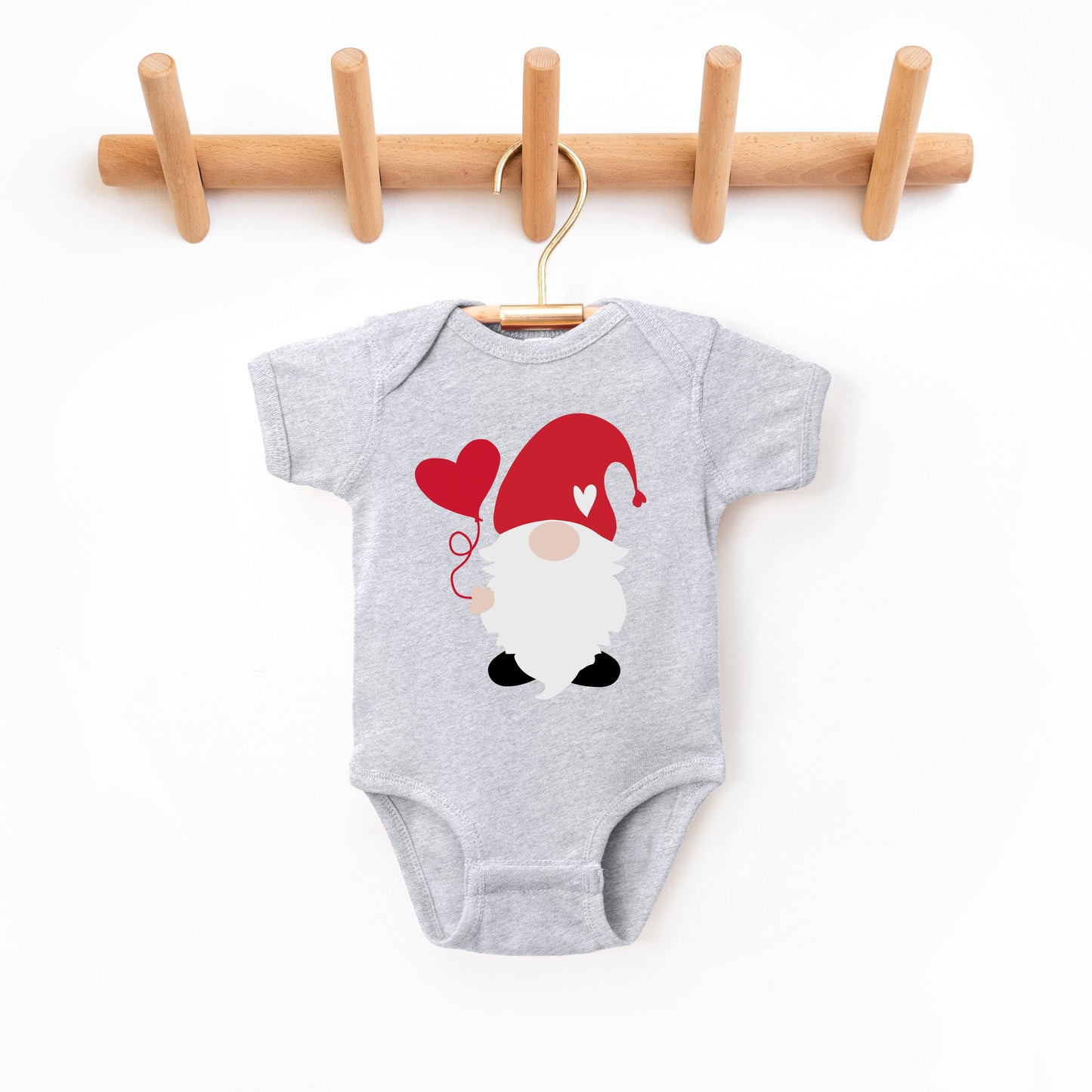 Balloon Heart Gnome | Baby Graphic Short Sleeve Bodysuit