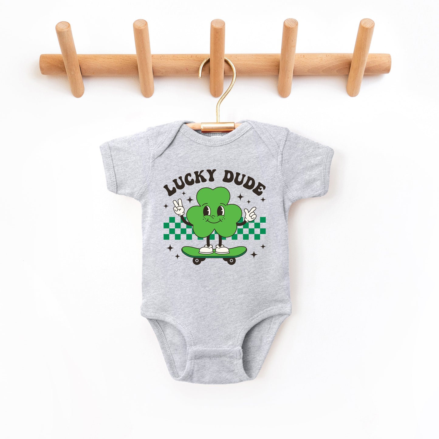 Lucky Dude Skateboard | Baby Graphic Short Sleeve Bodysuit