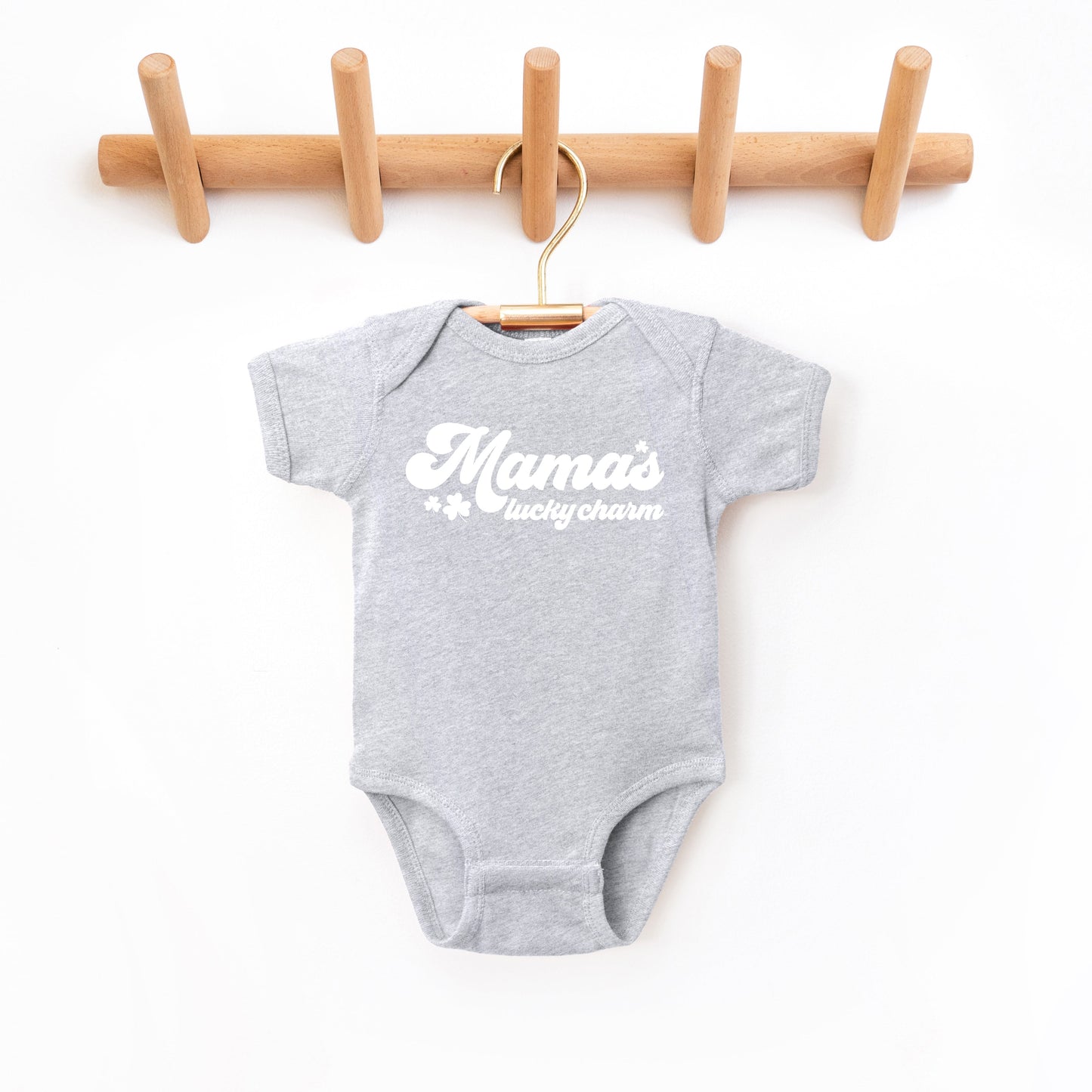 Retro Mama's Lucky Charm | Baby Graphic Short Sleeve Bodysuit