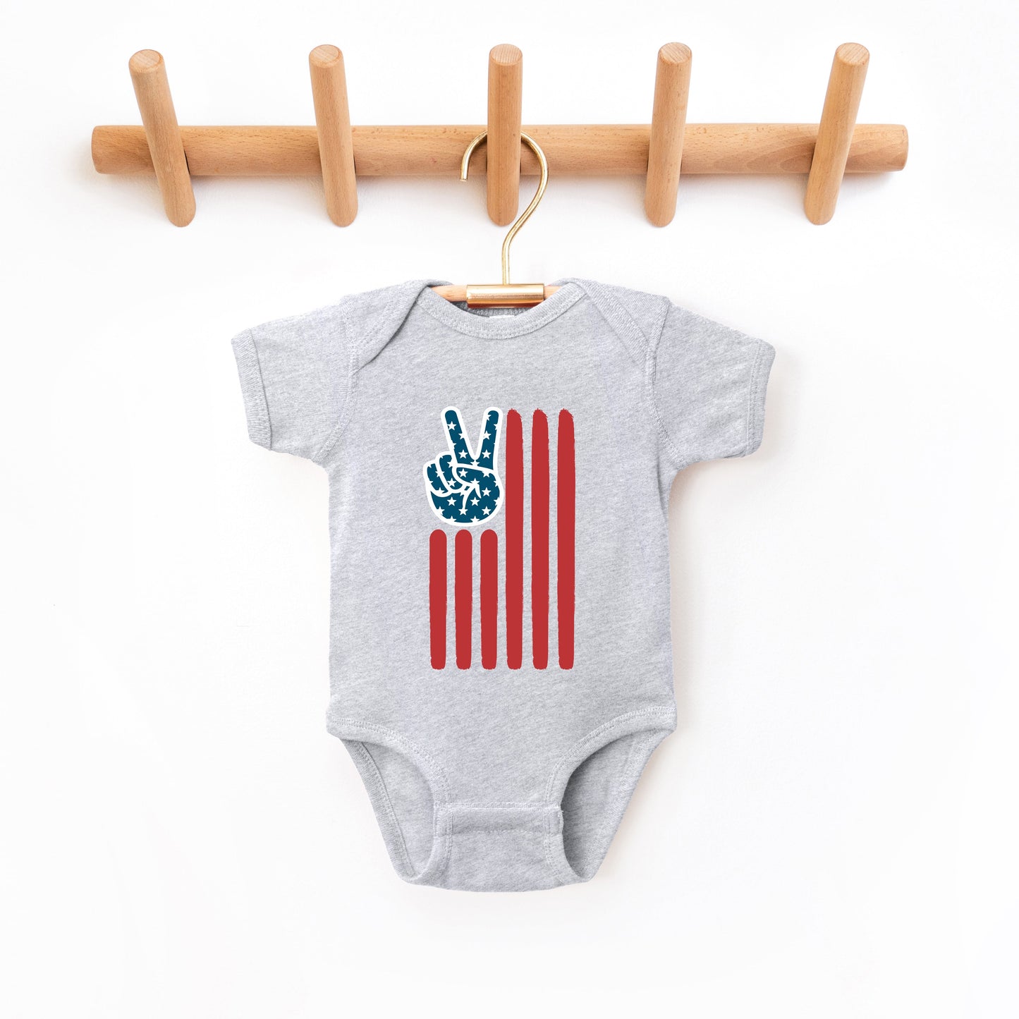 Flag Peace Sign | Baby Graphic Short Sleeve Bodysuit