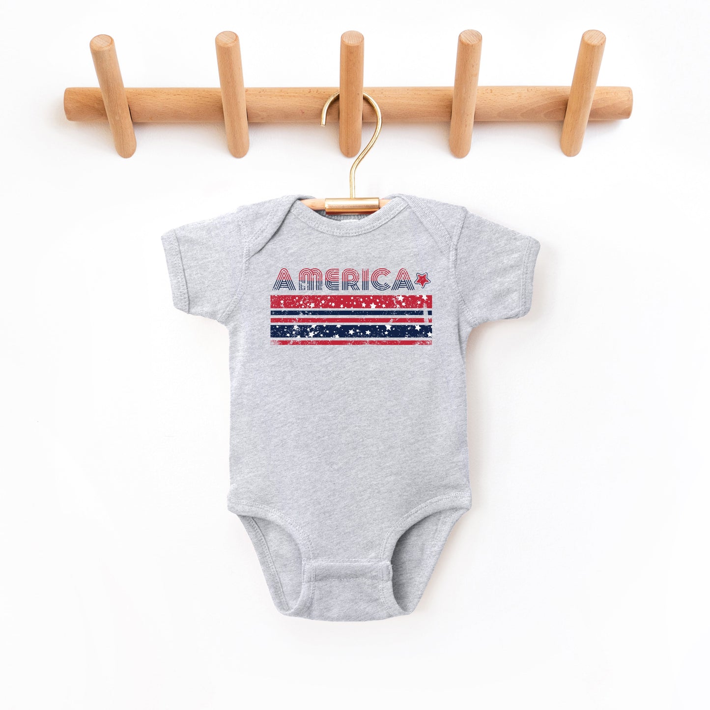 America With Stars And Stripes | Baby Graphic Short Sleeve Bodysuit