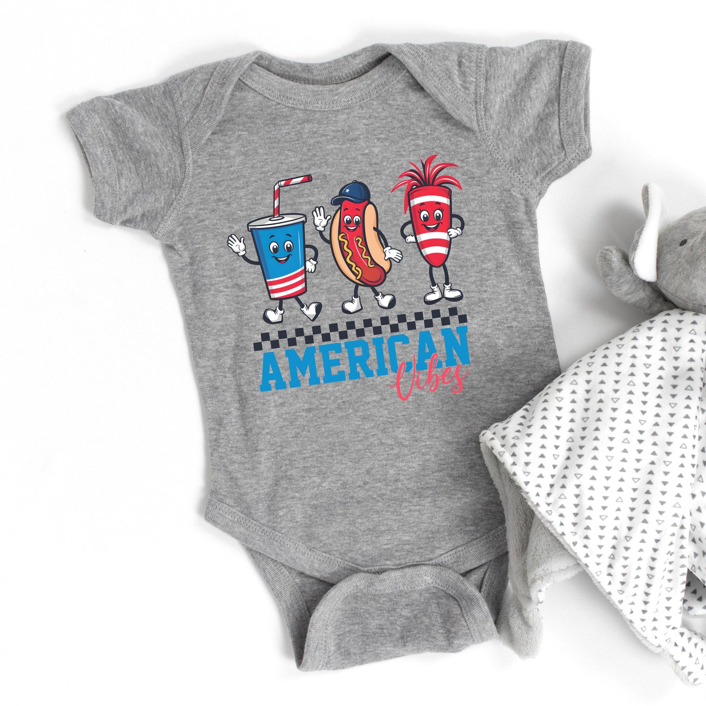American Vibes Hot Dog | Baby Graphic Short Sleeve Bodysuit