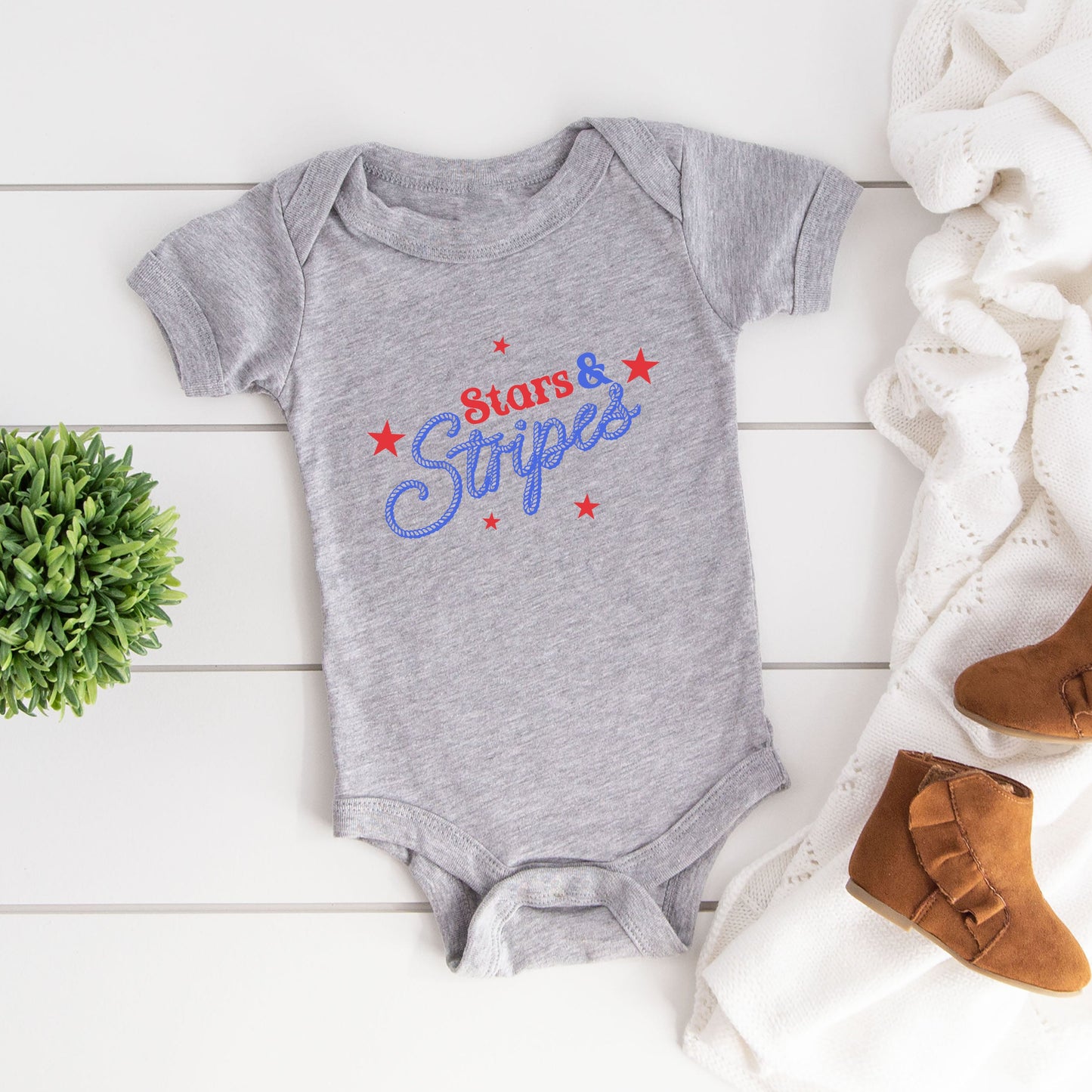 Western Stars And Stripes | Baby Graphic Short Sleeve Bodysuit