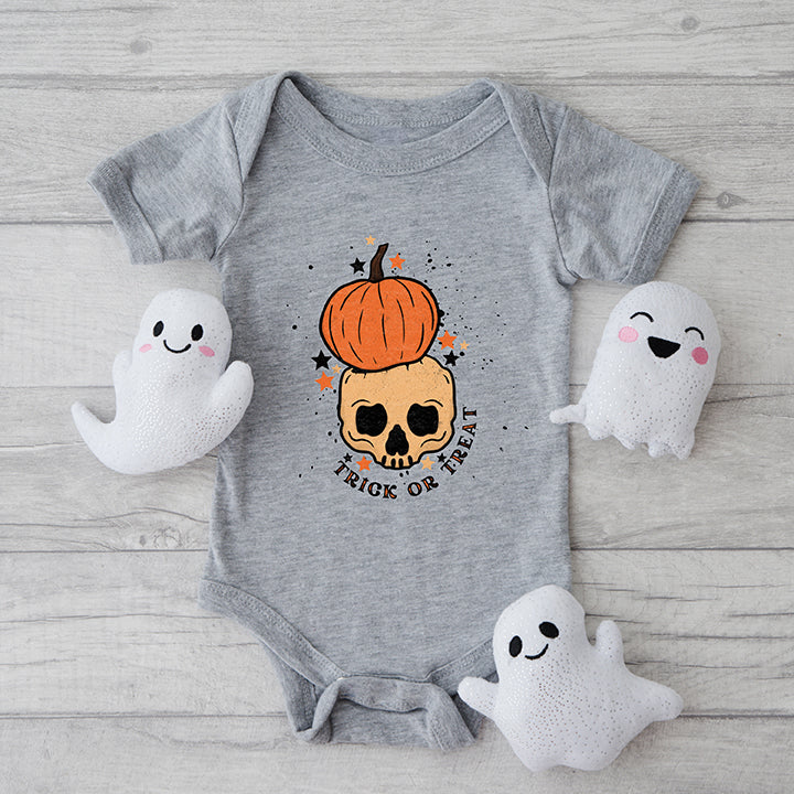 Trick Or Treat Skull | Baby Graphic Short Sleeve Bodysuit