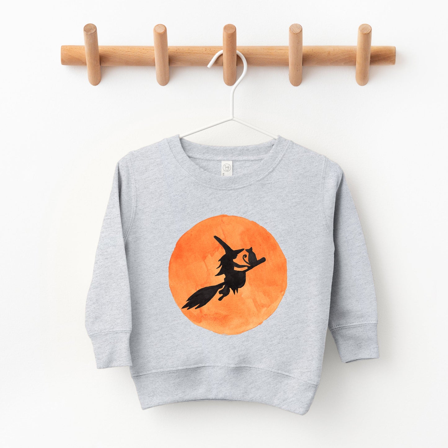 Watercolor W On Broom | Toddler Graphic Sweatshirt