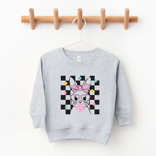 Checkered Groovy Bunny | Toddler Sweatshirt