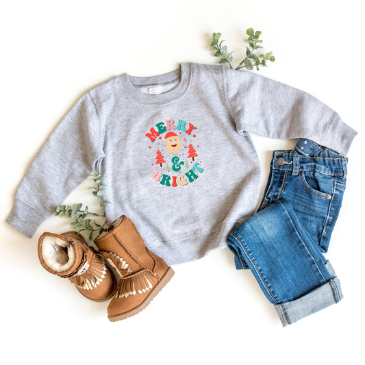 Retro Merry And Bright Santa | Toddler Sweatshirt