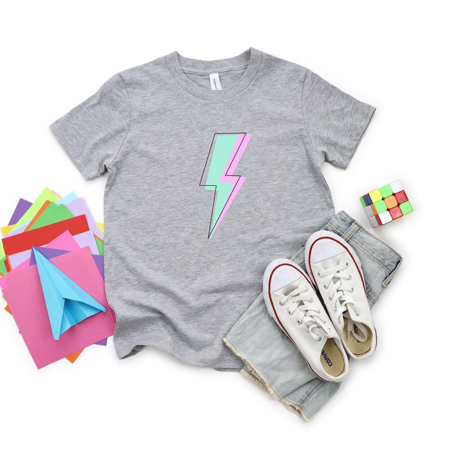 Layered Lightning Bolt | Youth Short Sleeve Crew Neck
