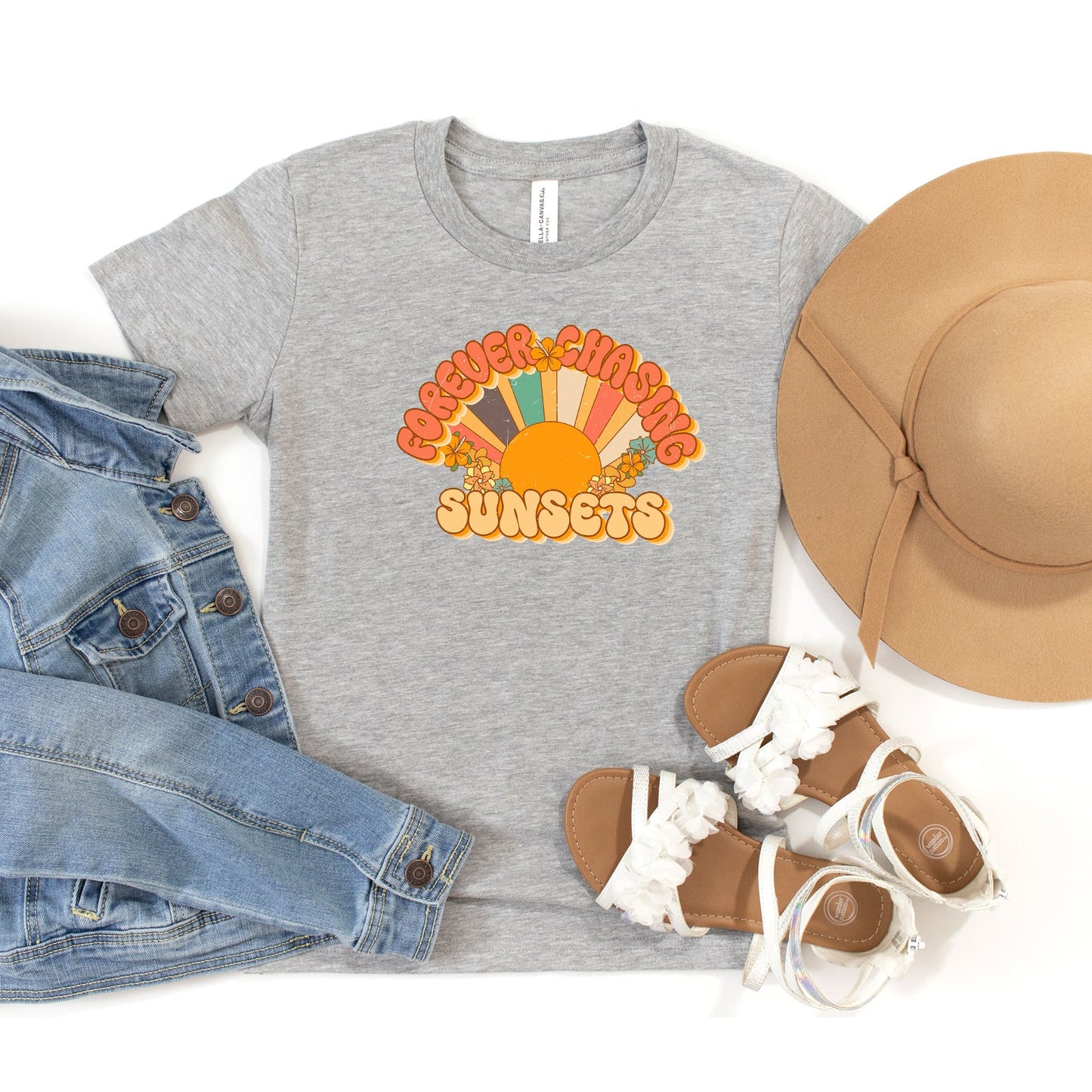 Retro Forever Chasing Sunsets | Youth Short Sleeve Crew Neck