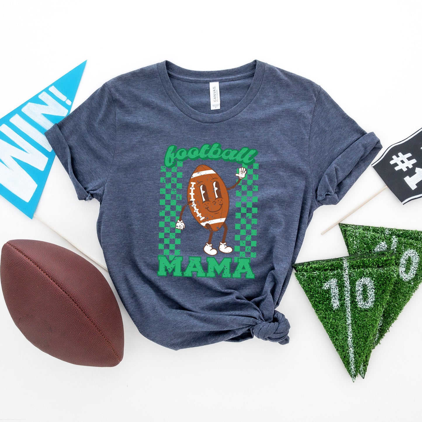Checkered Football Mama | Short Sleeve Graphic Tee