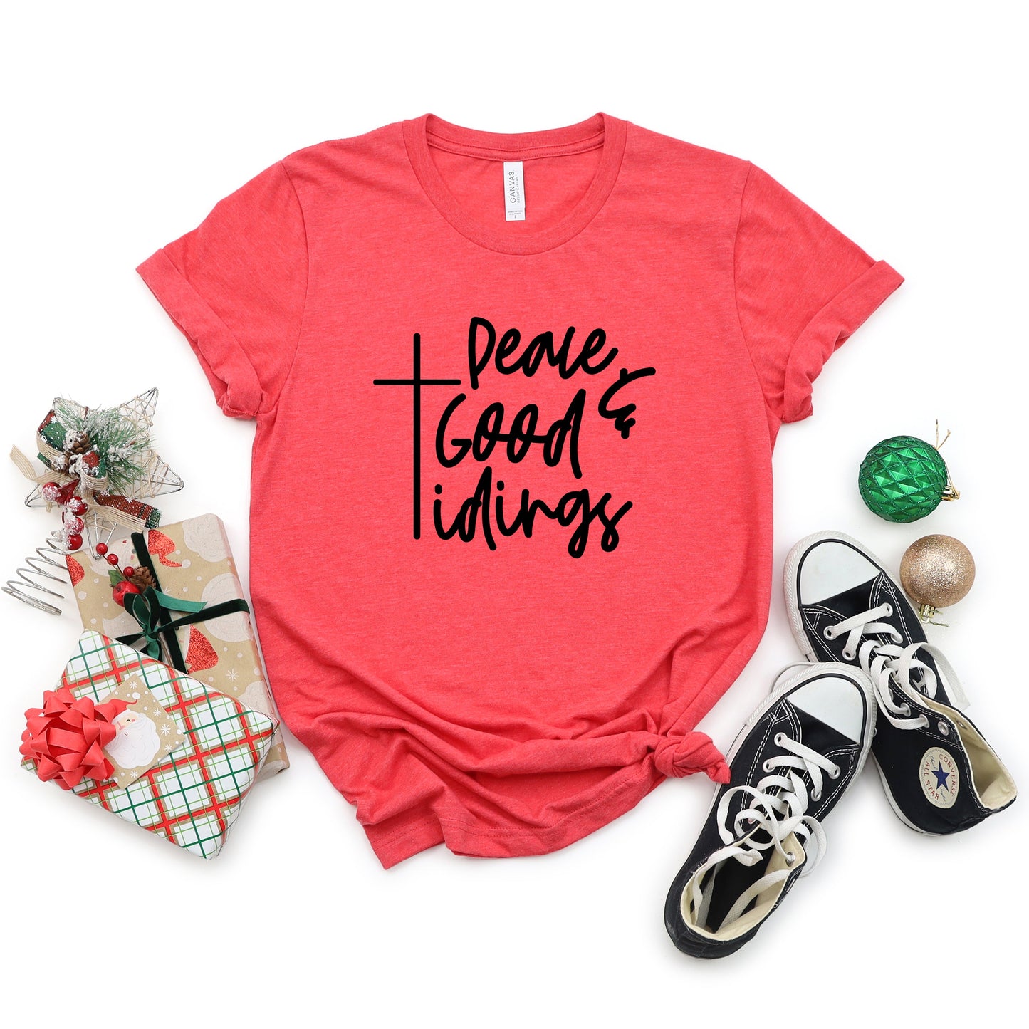 Good Tidings Cursive | Short Sleeve Crew Neck