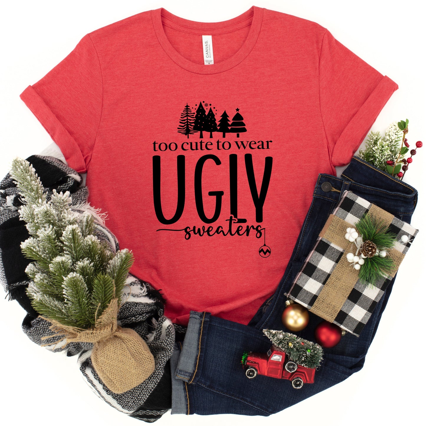 Too Cute For Ugly Sweaters | Youth Short Sleeve Crew Neck