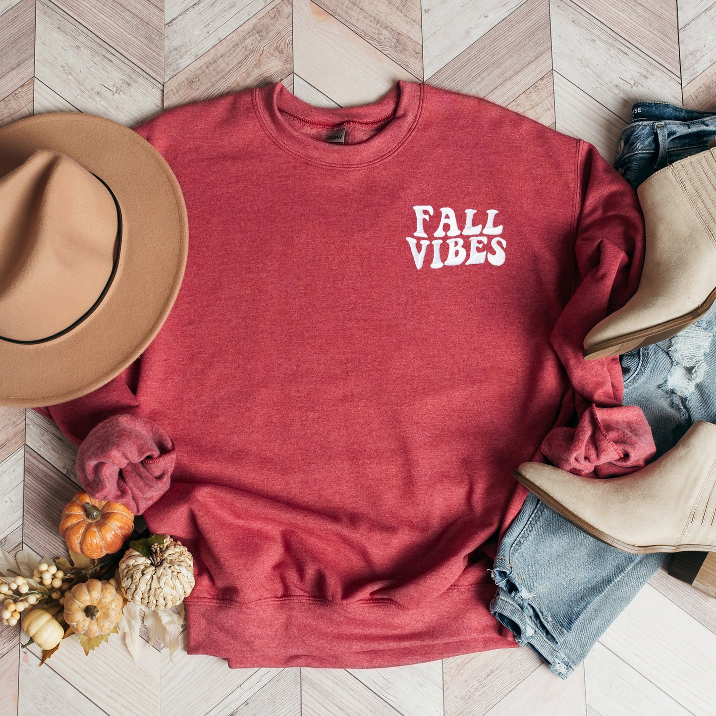 Fall Vibes Retro | Embroidered Sweatshirt