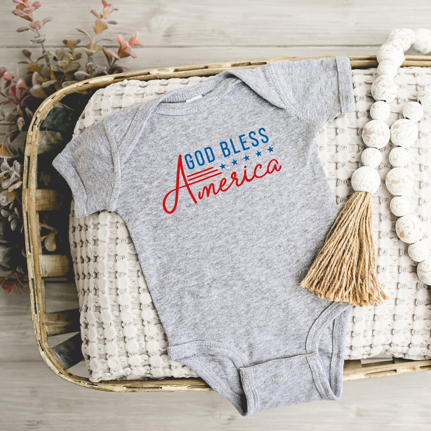 God Bless America Stars And Stripes | Baby Graphic Short Sleeve Bodysuit