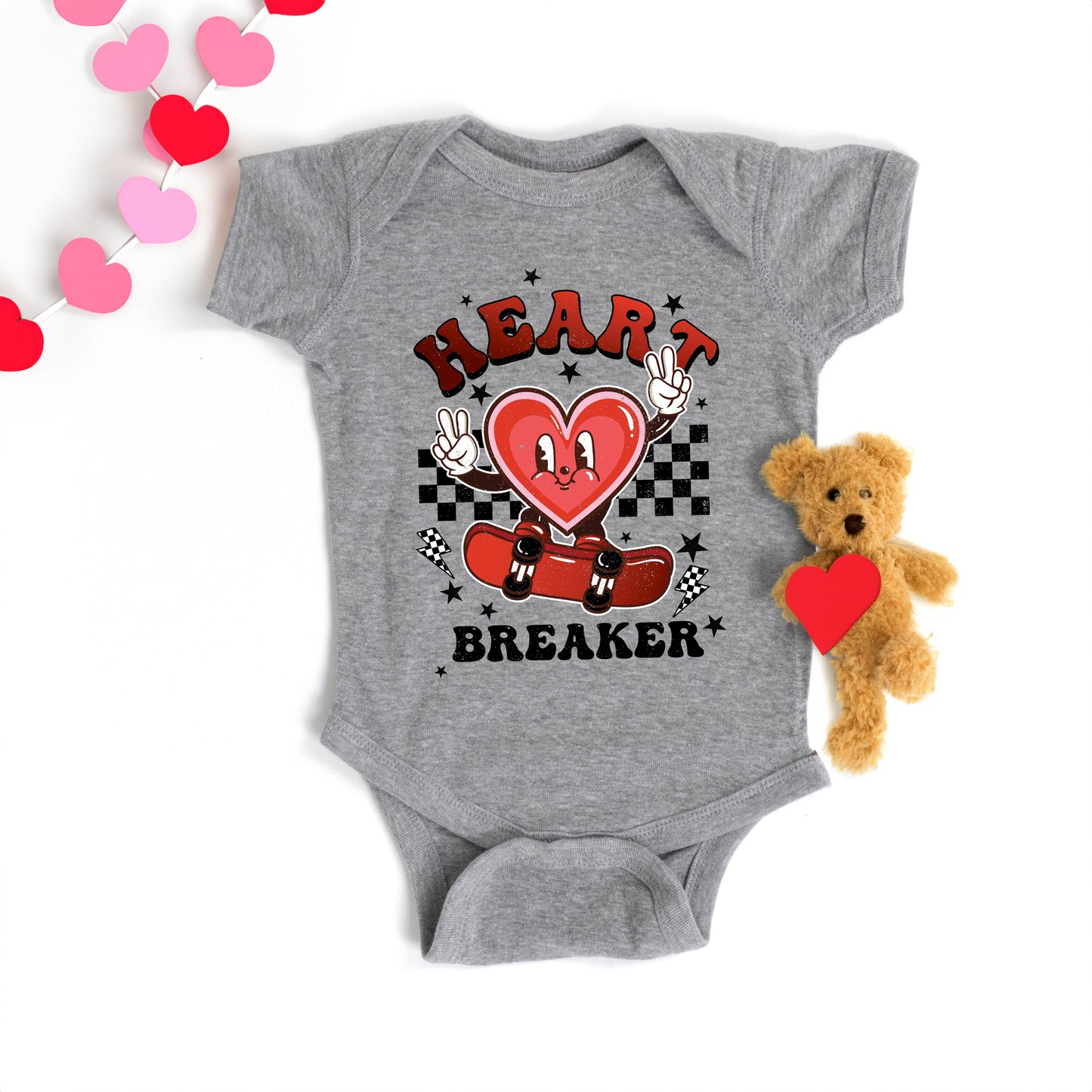 Heart Breaker Skater | Baby Graphic Short Sleeve Bodysuit