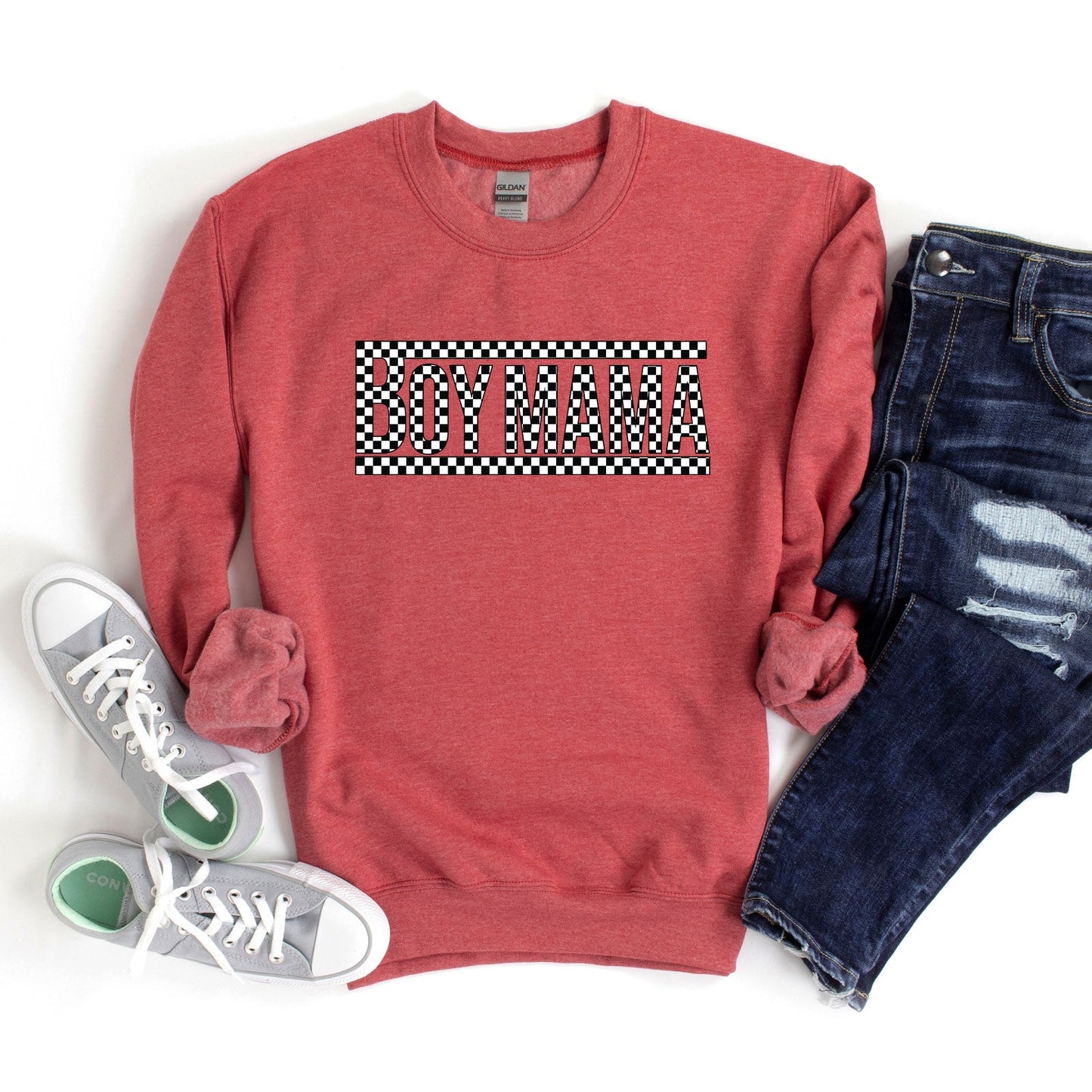 Boy Mama Checkered Box | Sweatshirt
