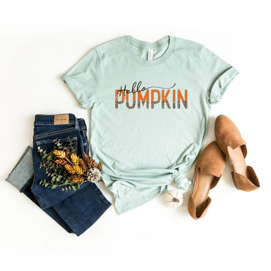 Leopard Hello Pumpkin | Short Sleeve Graphic Tee