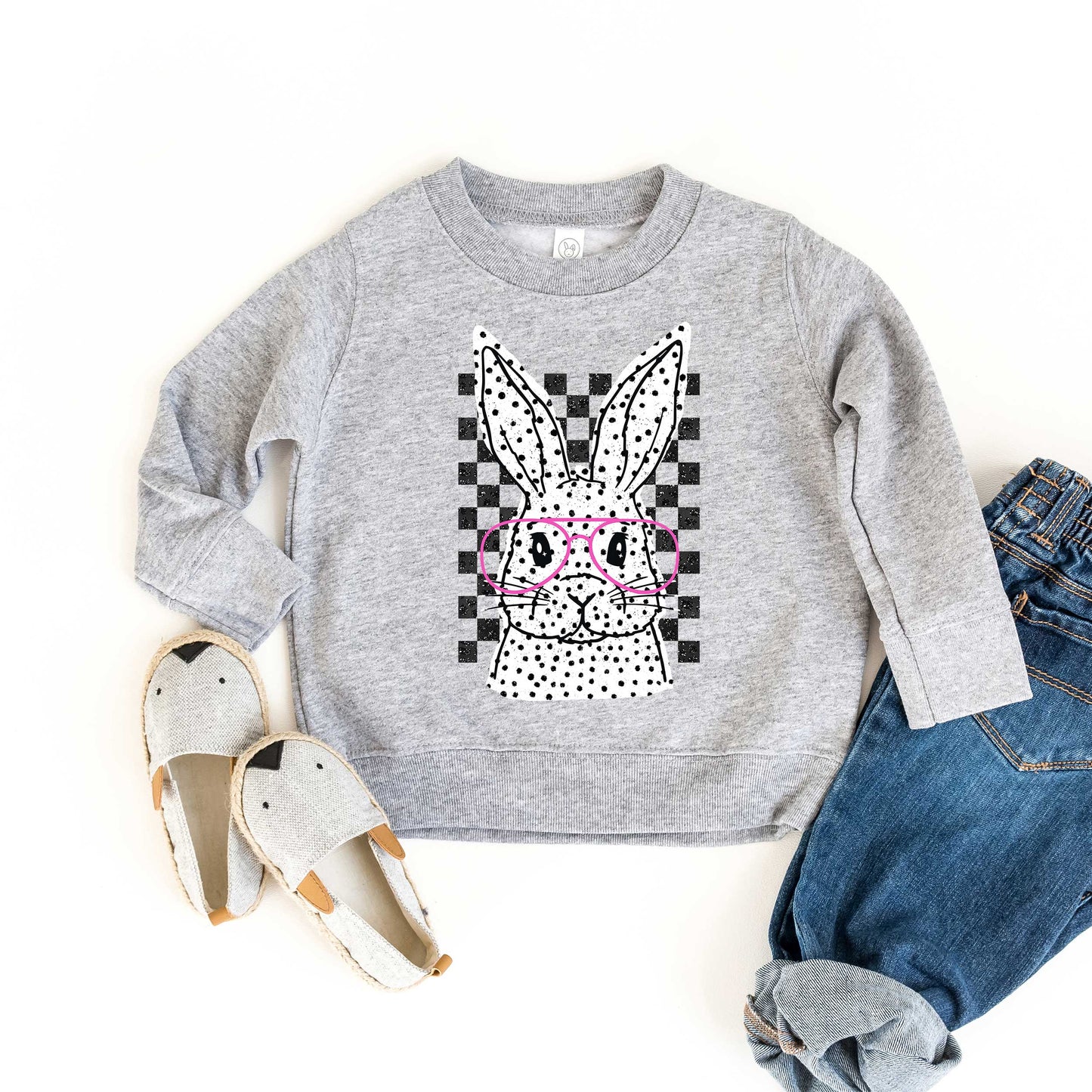Spotted Bunny With Glasses | Toddler Sweatshirt