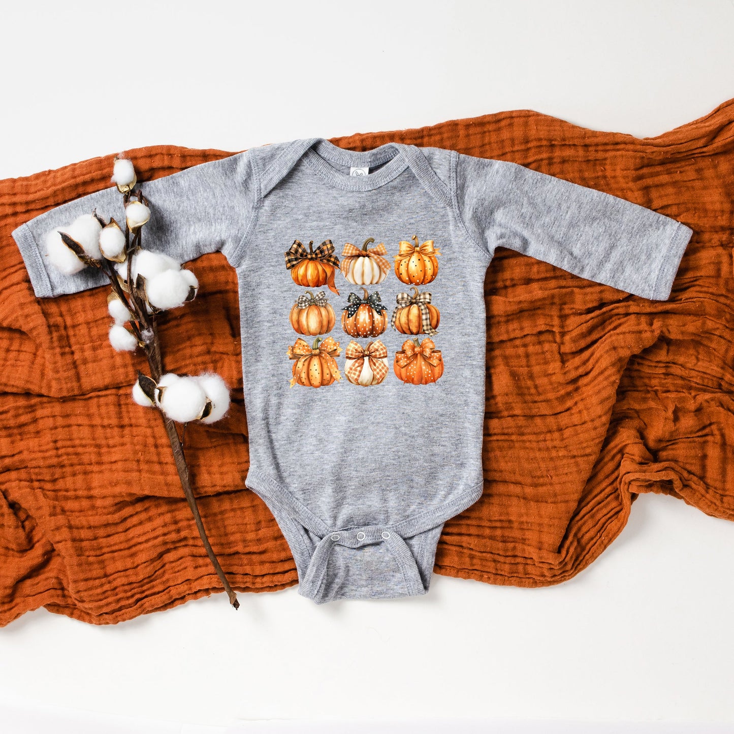 Coquette Fall Pumpkin Chart | Baby Graphic Long Sleeve Bodysuit
