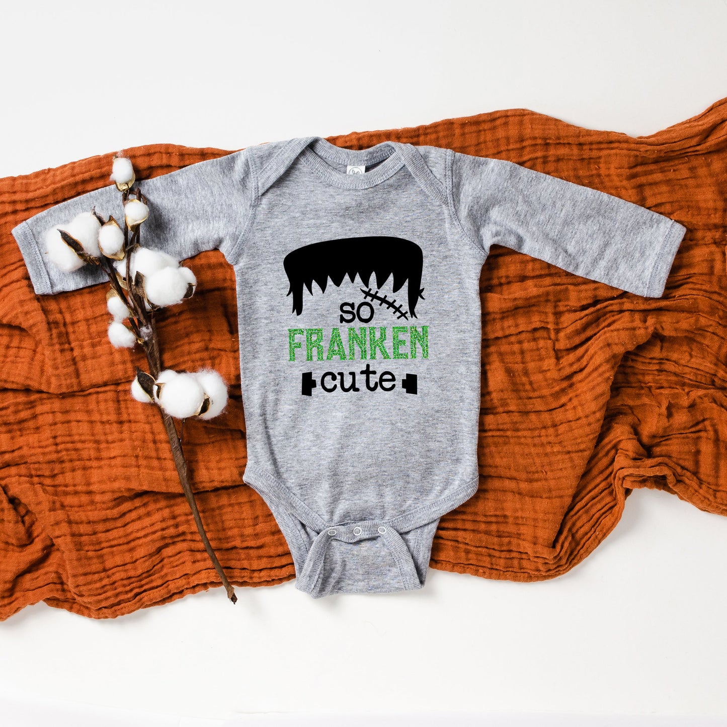 So Franken Cute Glitter | Baby Graphic Long Sleeve Bodysuit