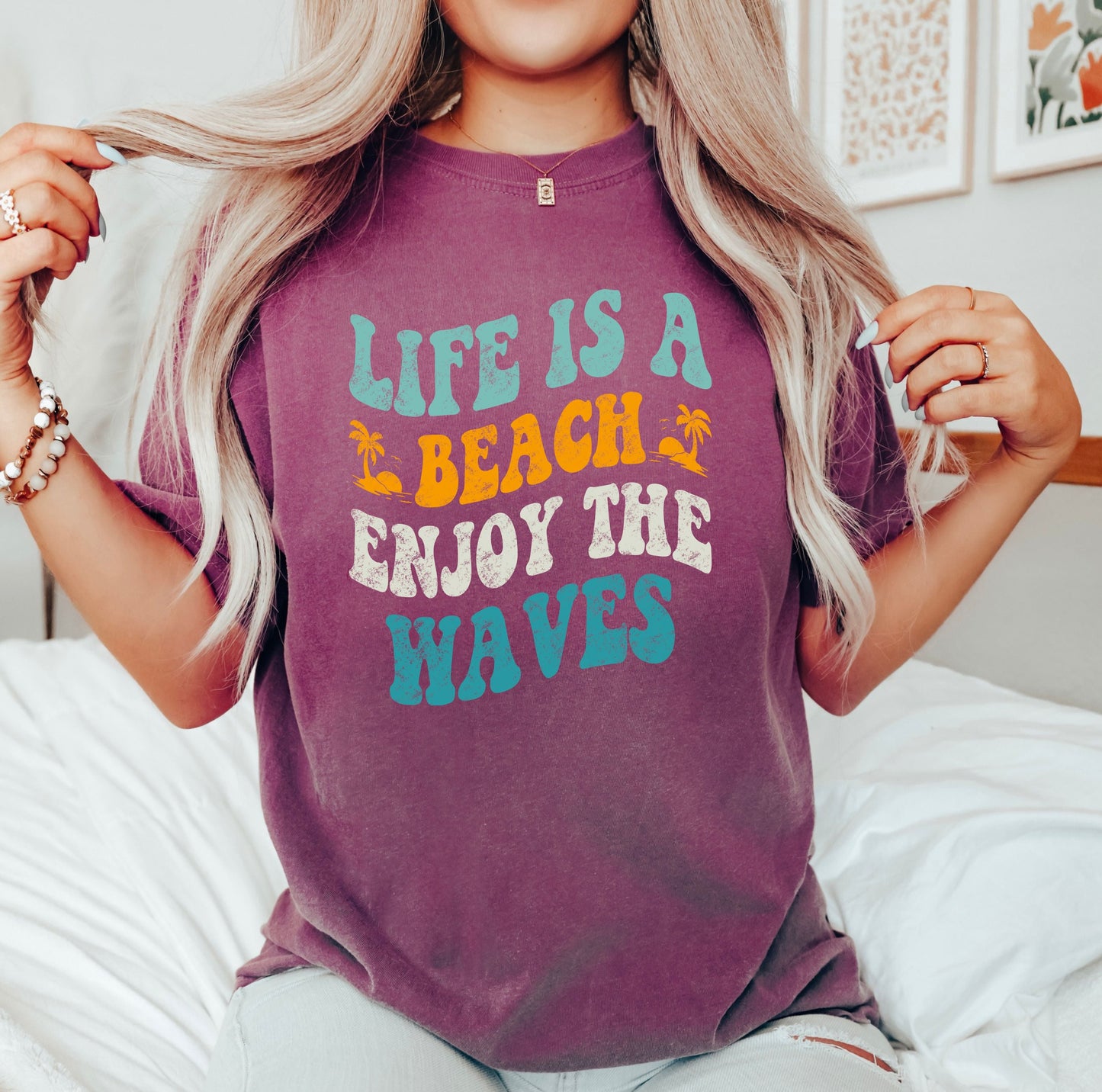 Enjoy The Waves Distressed | Garment Dyed Short Sleeve Tee