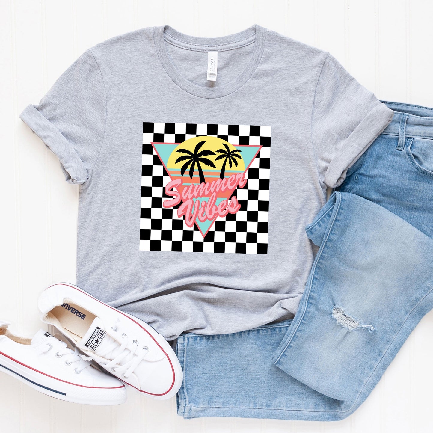 Checkered Summer Vibes | Short Sleeve Graphic Tee