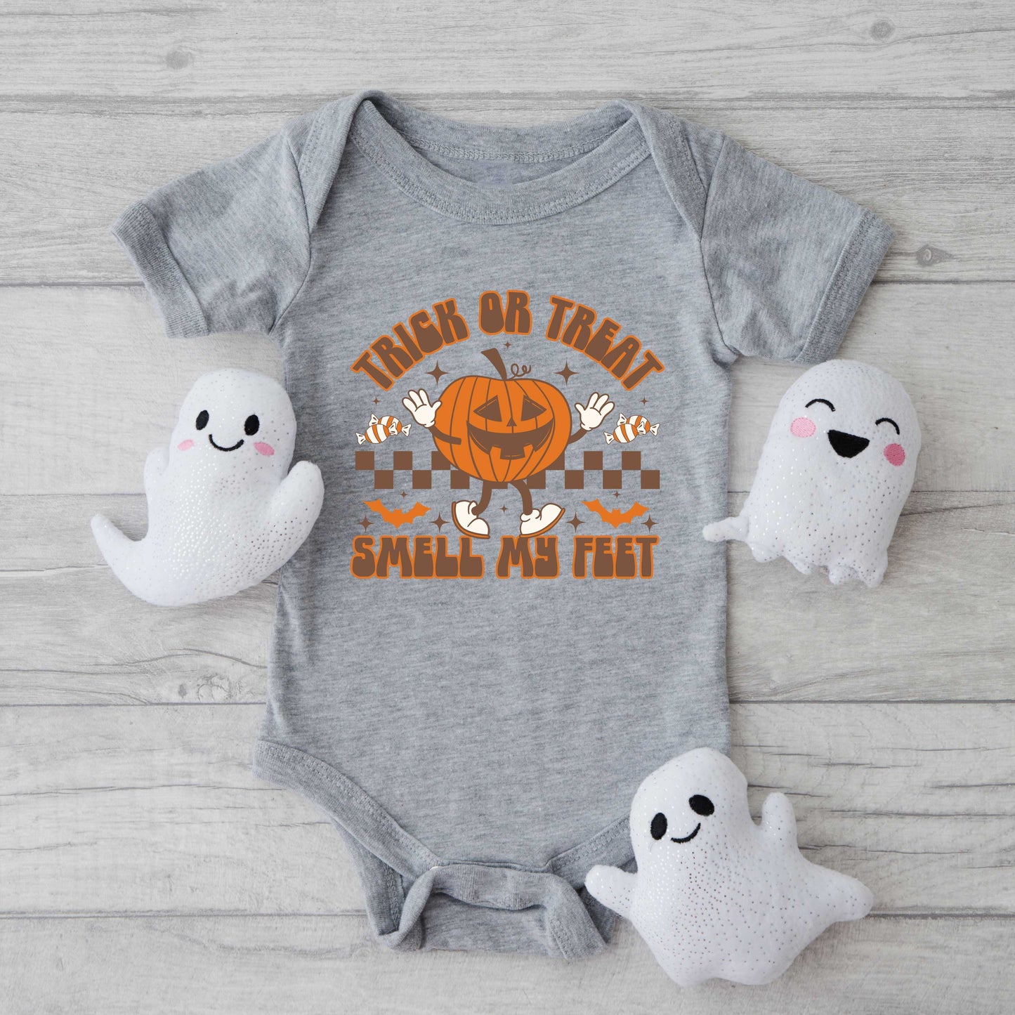 Smell My Feet Checkered | Baby Graphic Short Sleeve Bodysuit