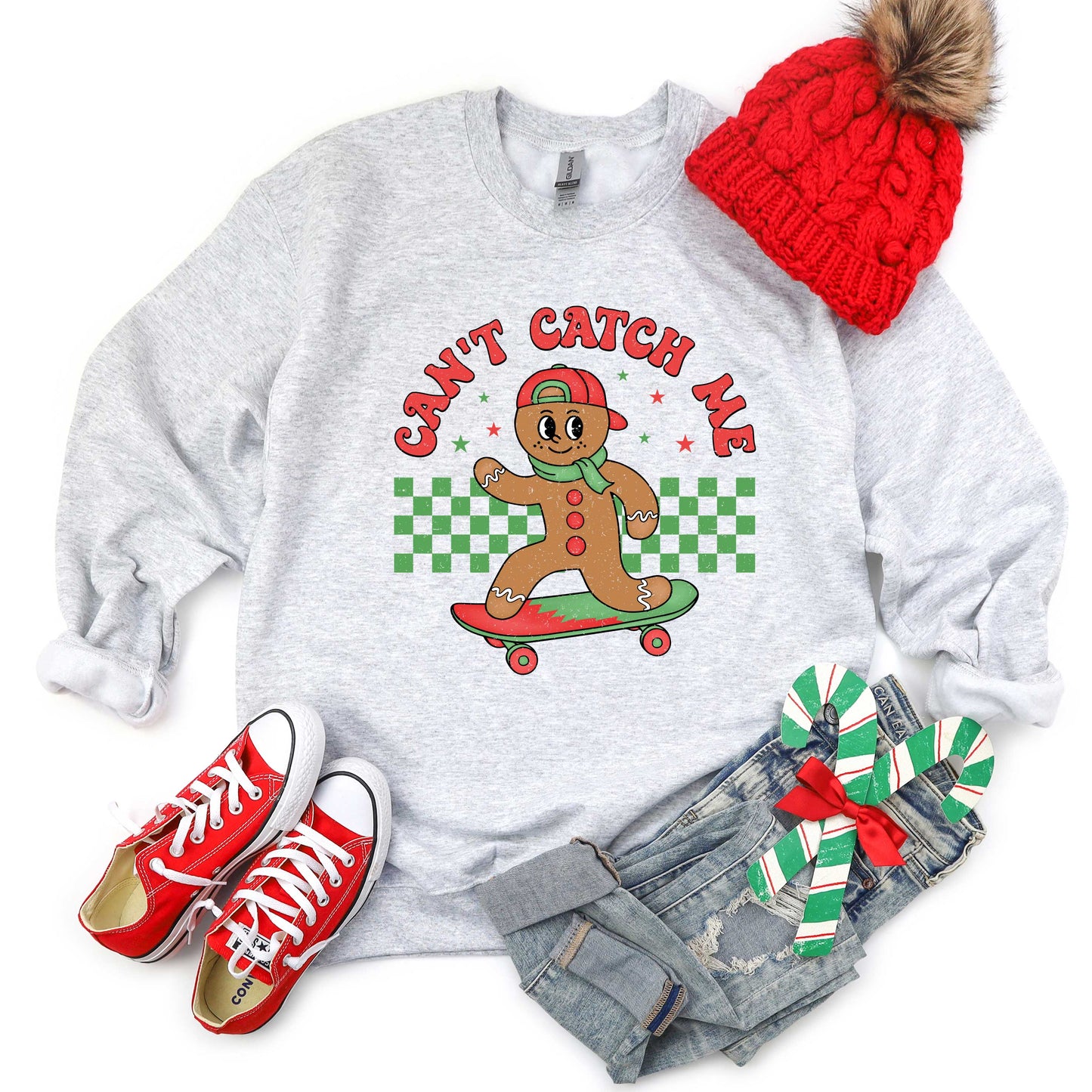 Gingerbread Man Skateboard | Youth Graphic Sweatshirt