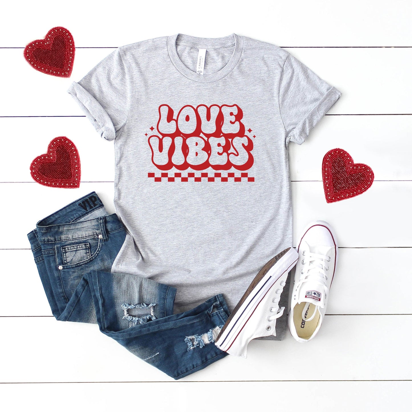 Love Vibes Checkered | Short Sleeve Graphic Tee