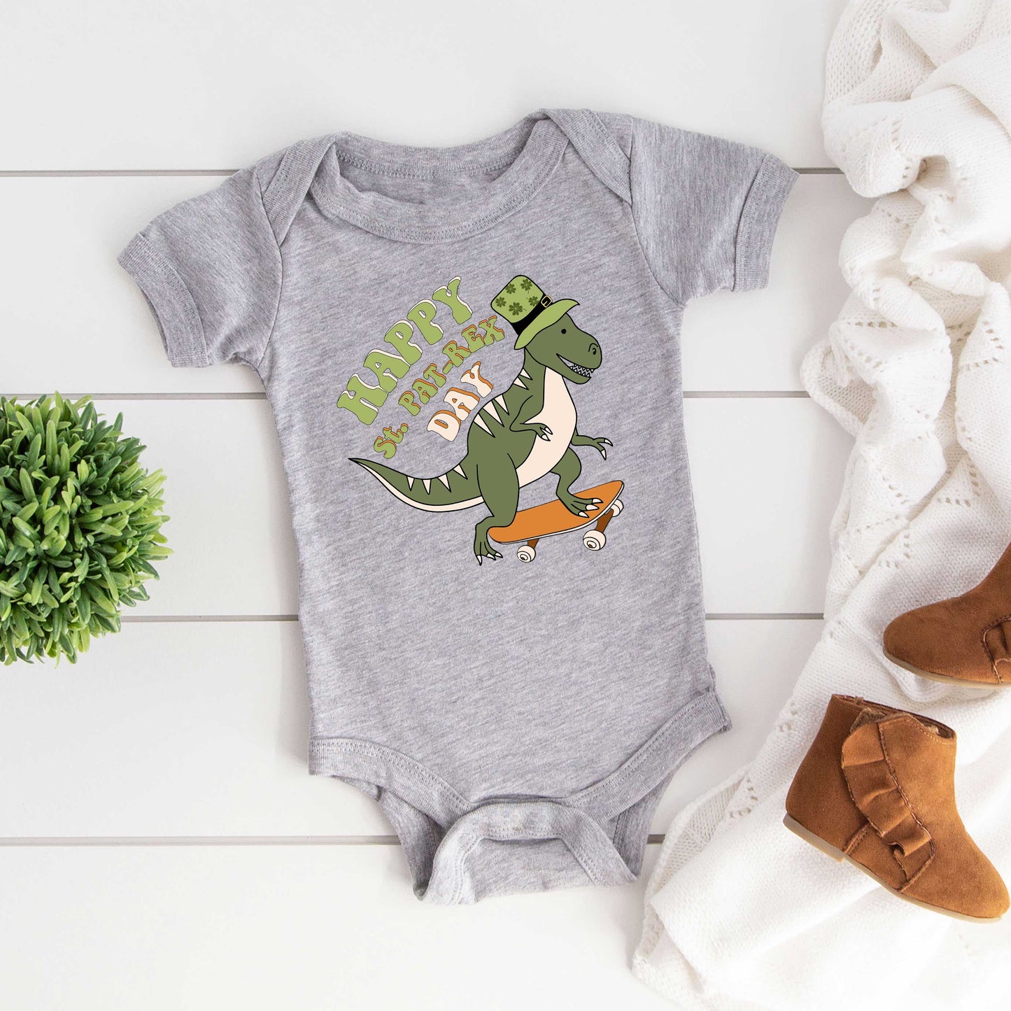 Happy St. Pat-Rex Day | Baby Graphic Short Sleeve Bodysuit