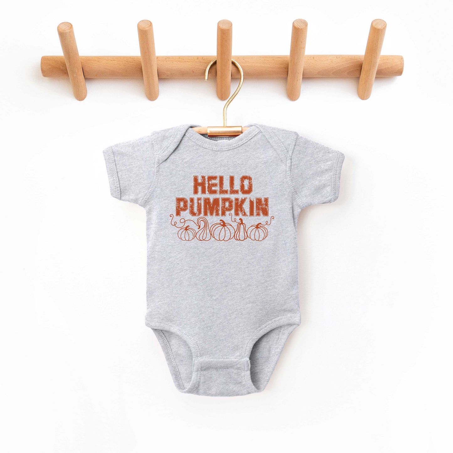 Hello Pumpkin Distressed | Baby Graphic Short Sleeve Bodysuit