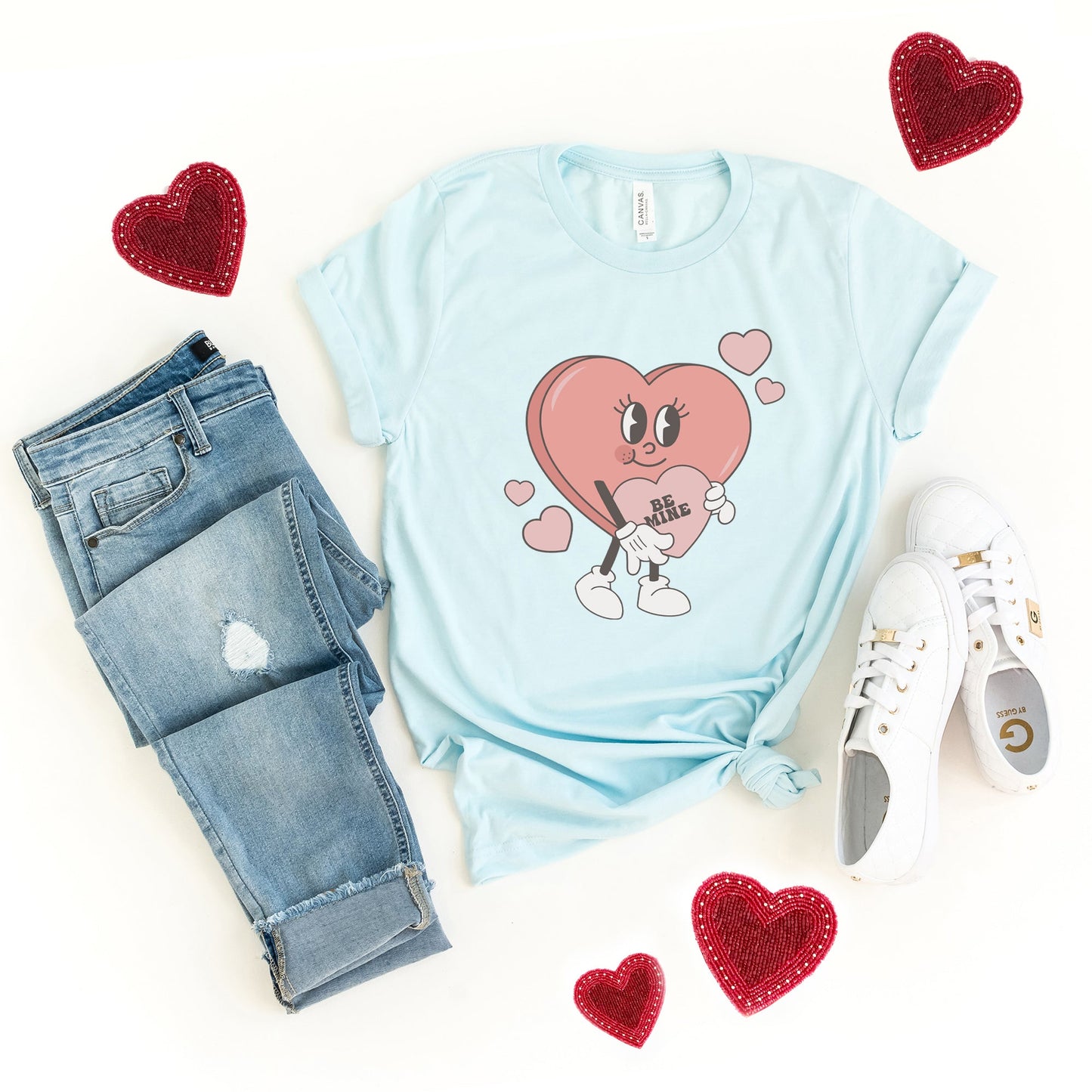 Be Mine Heart Cartoon | Short Sleeve Graphic Tee