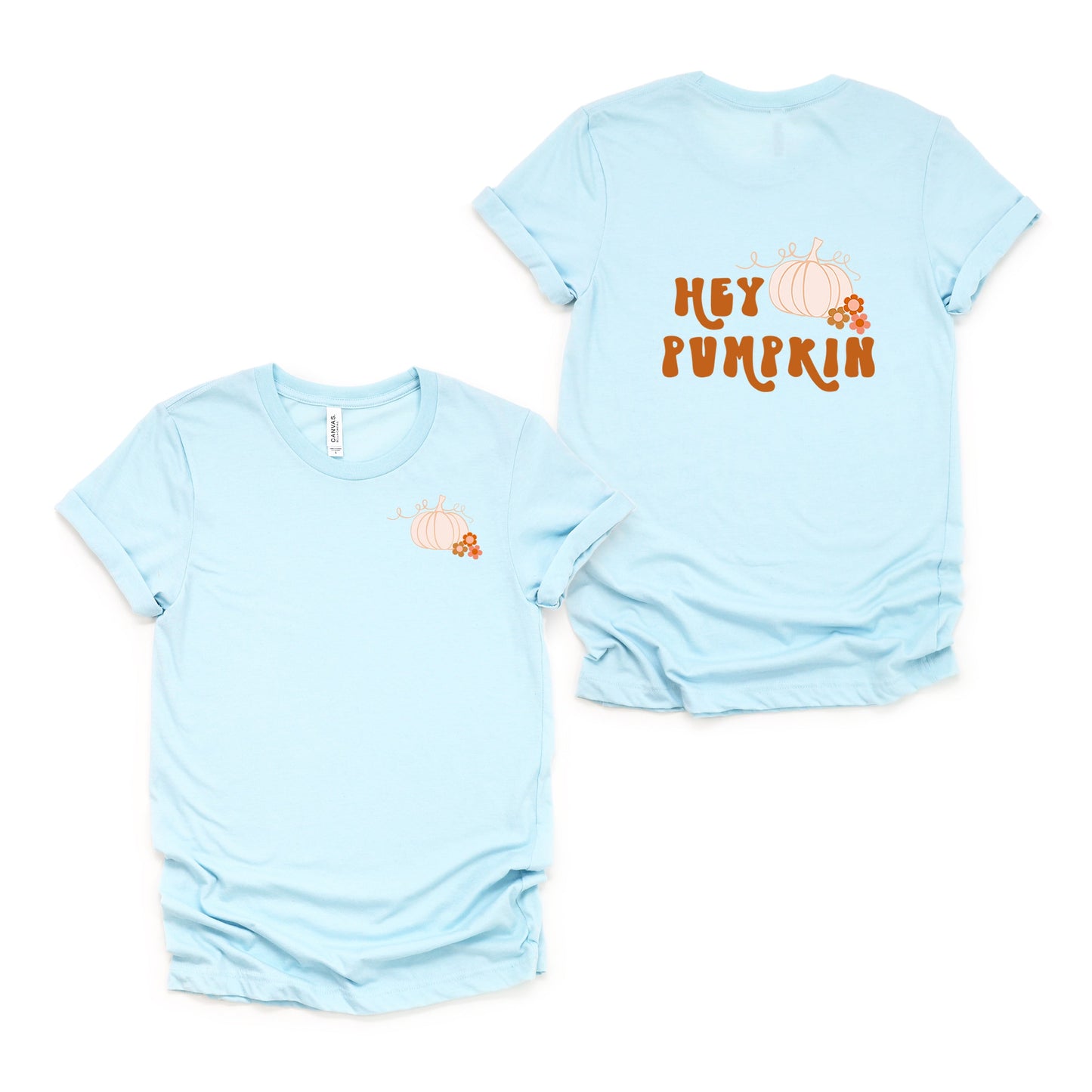 Hey Pumpkin Colorful | Front & Back Short Sleeve Graphic Tee
