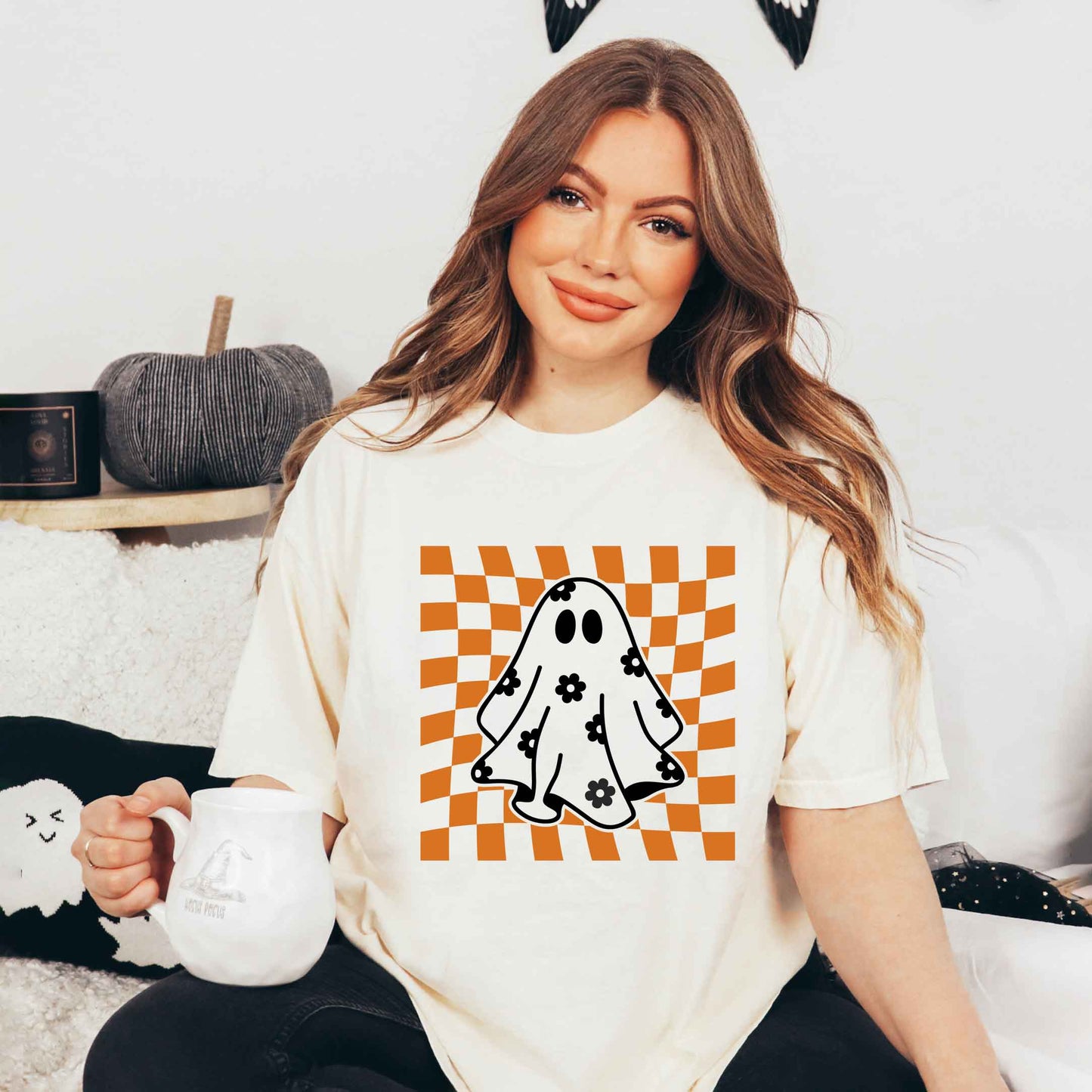 Checkered Flower Ghost | Garment Dyed Tee