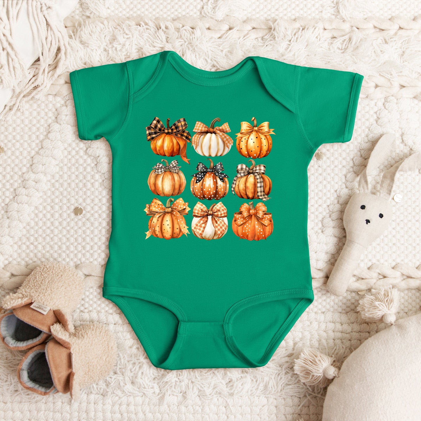 Coquette Fall Pumpkin Chart | Baby Graphic Short Sleeve Bodysuit