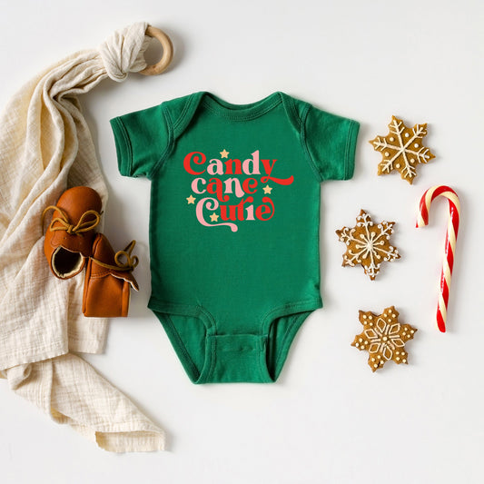 Candy Cane Cutie Stars | Baby Graphic Short Sleeve Bodysuit