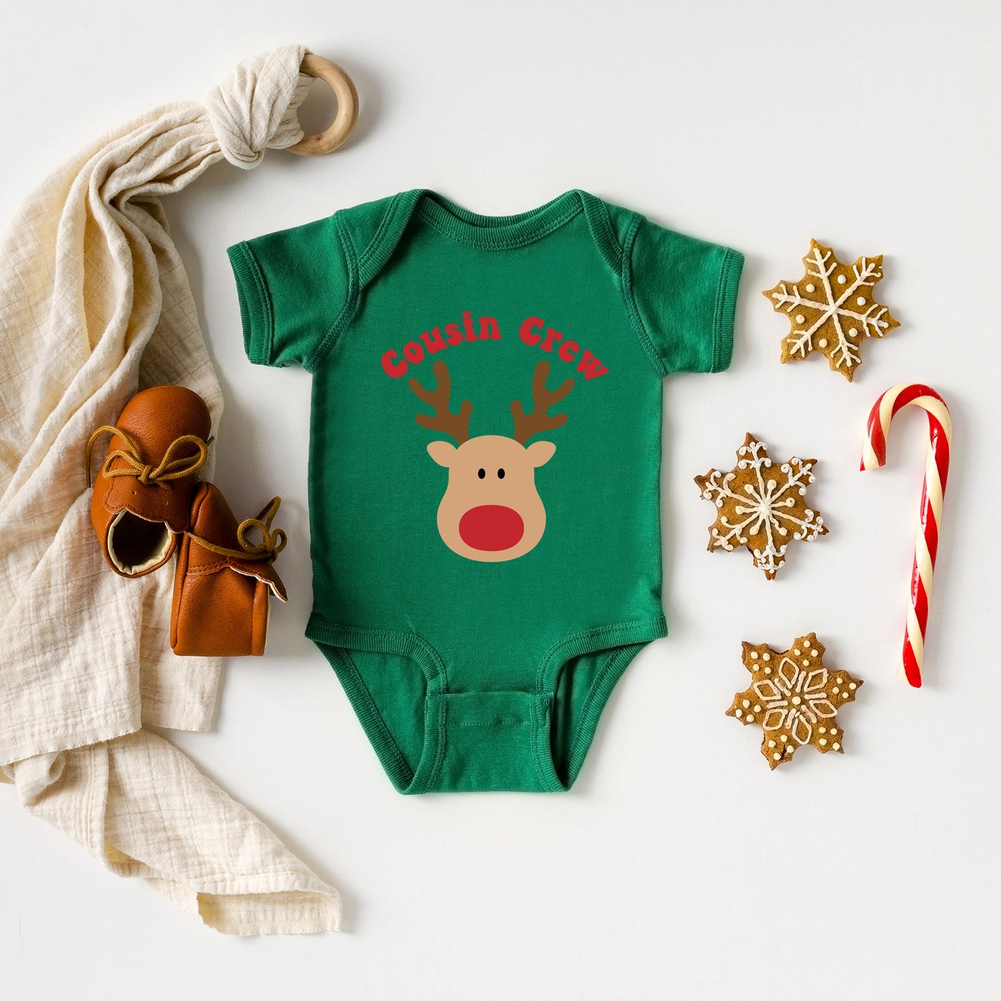 Cousin Crew Reindeer | Baby Graphic Short Sleeve Bodysuit
