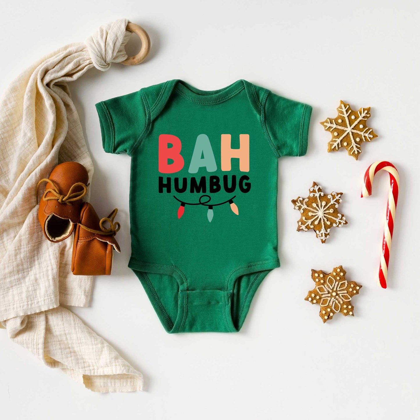 Bah Humbug Lights | Baby Graphic Short Sleeve Bodysuit