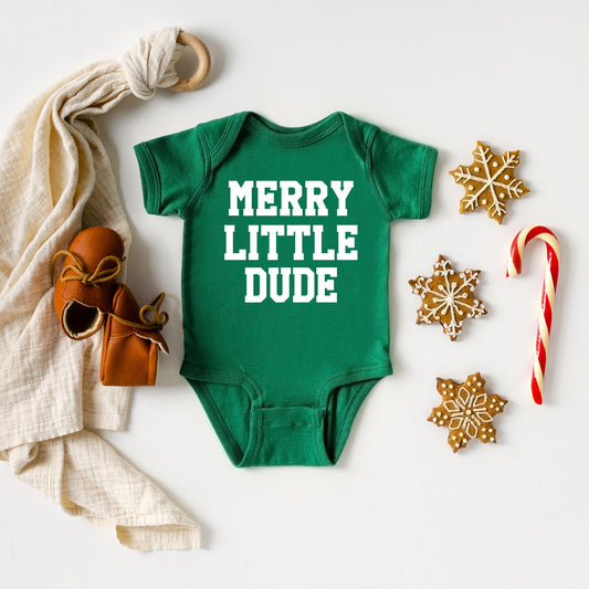 Merry Little Dude | Baby Graphic Short Sleeve Bodysuit