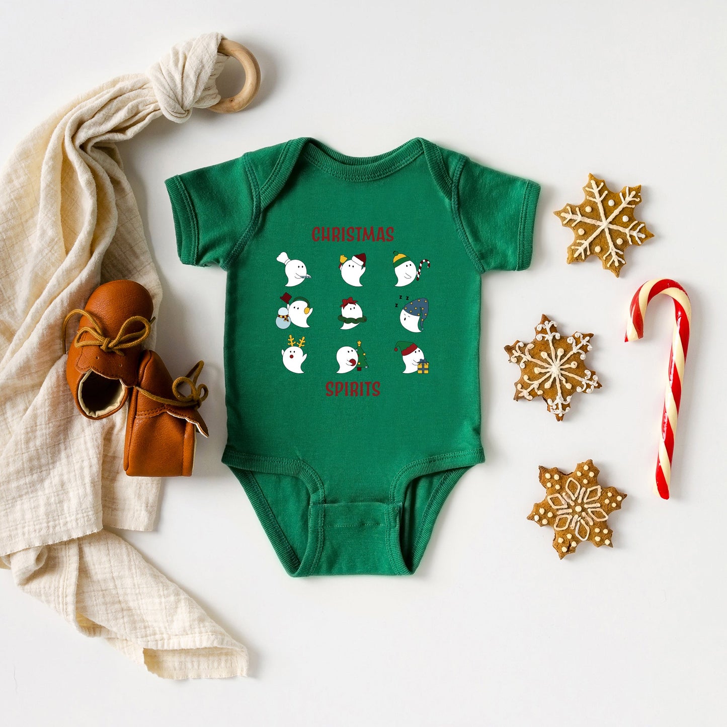 Christmas Spirits Red Words | Baby Graphic Short Sleeve Bodysuit